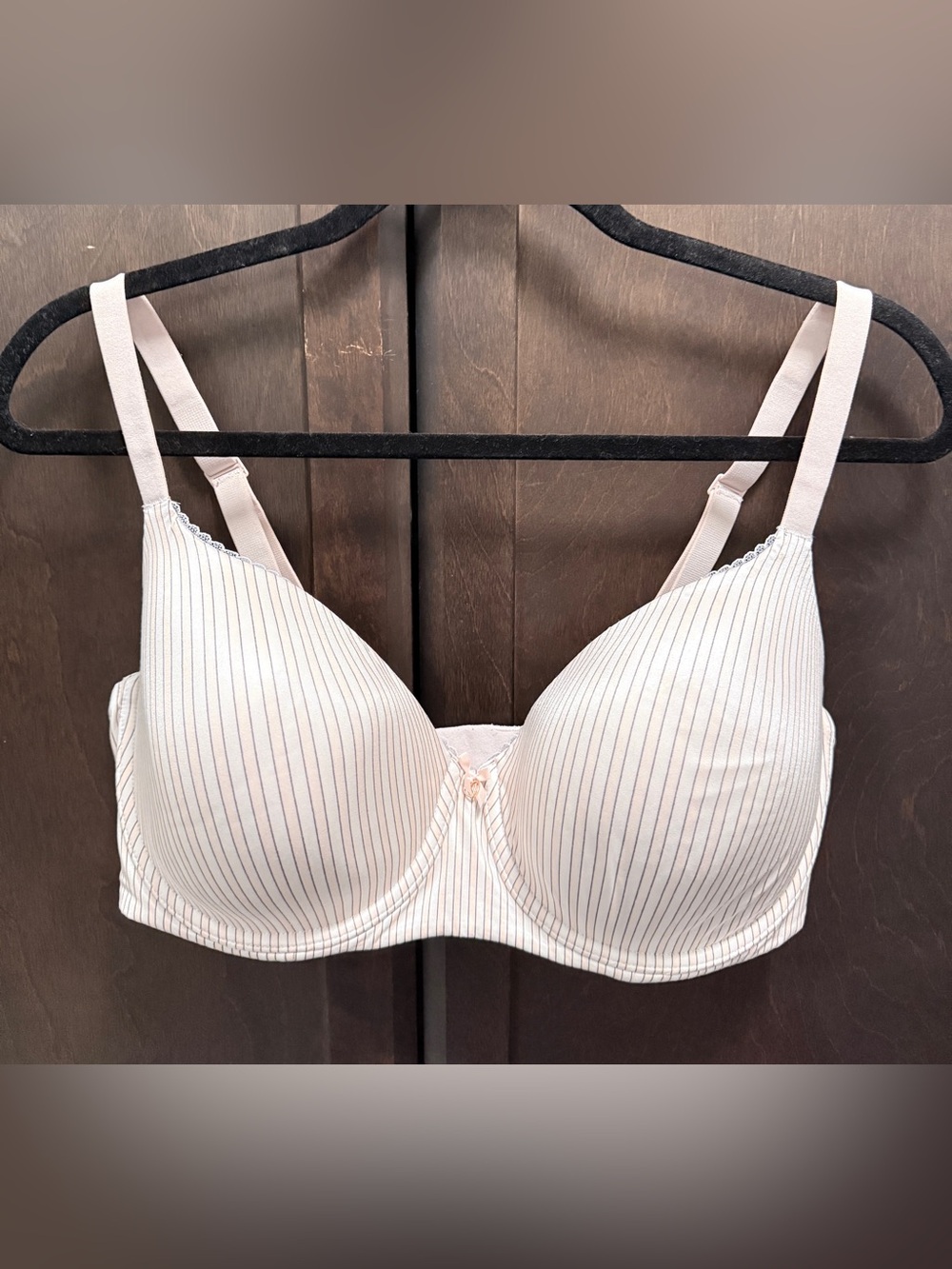Victoria's Secret Body by Victoria Lined Demi White and Pink Striped T-Shirt Bra